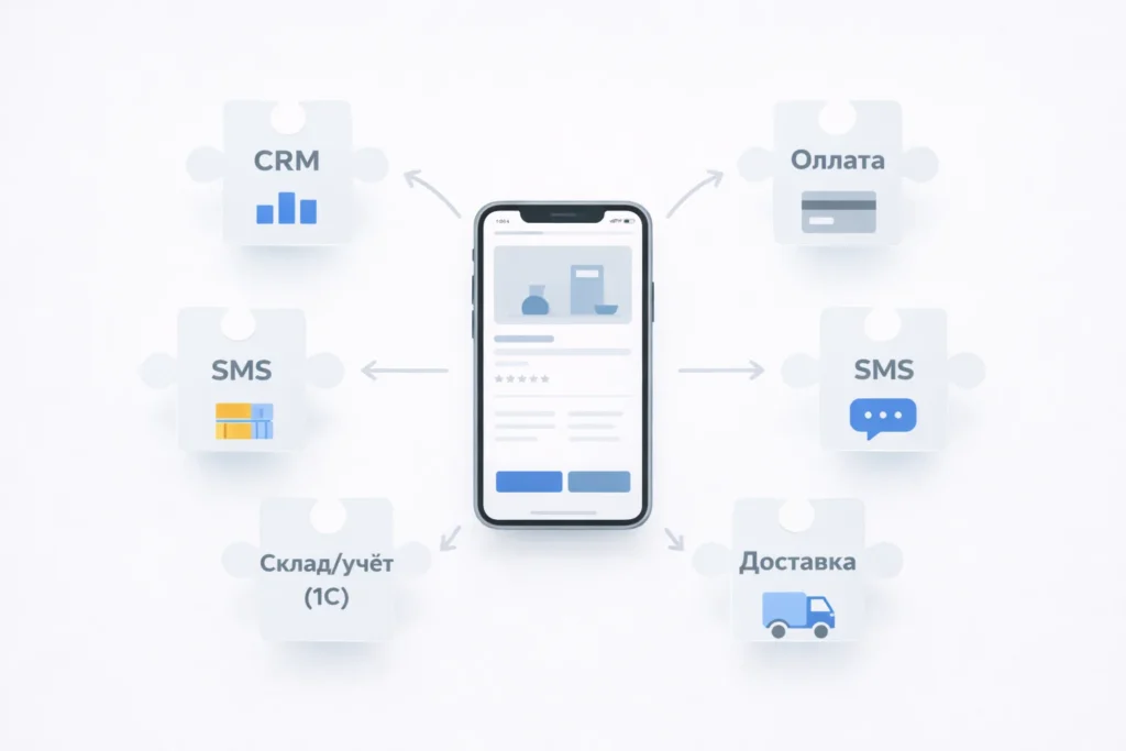 Интеграции приложения для бизнеса: CRM, оплата, SMS, учёт в 1С и доставка