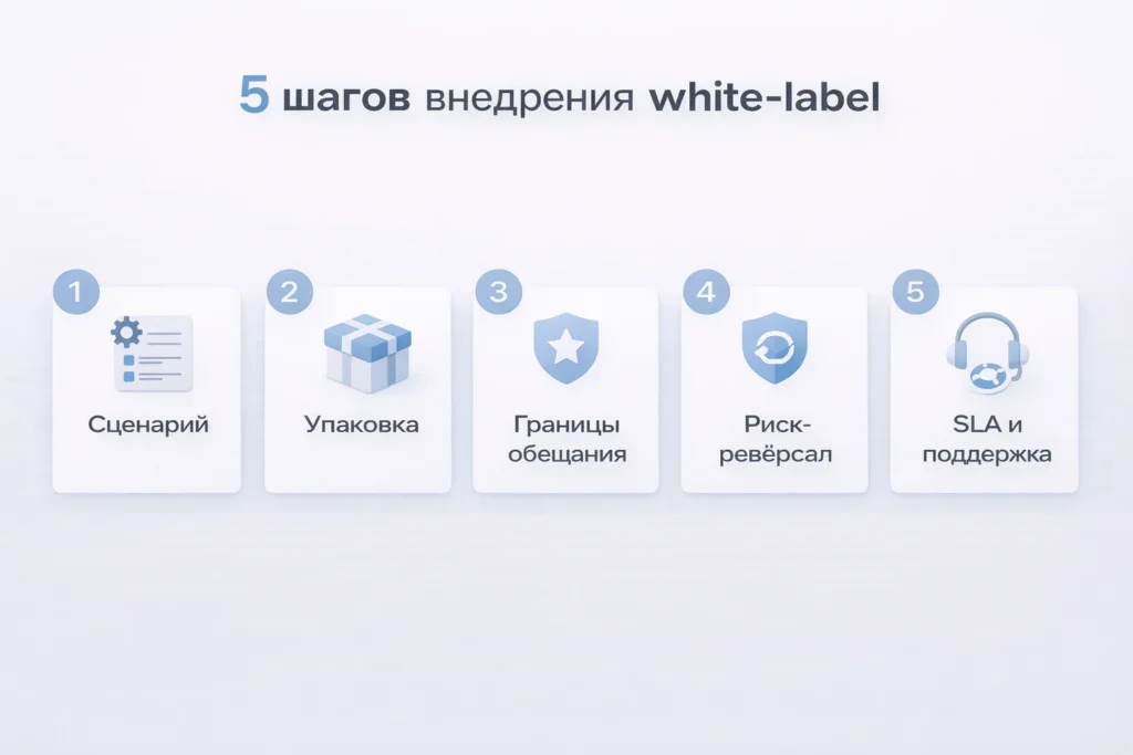 Пошаговое внедрение white-label модели: сценарий, упаковка, условия, риск-ревёрсал, SLA и поддержка