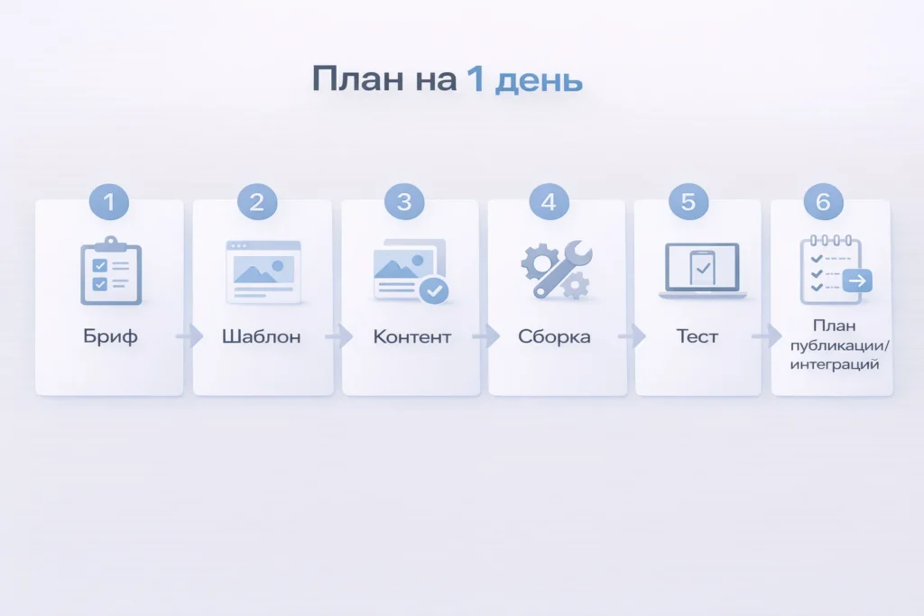 Пошаговый план: как получить первую версию приложения за 1 день — от брифа до теста и плана публикации